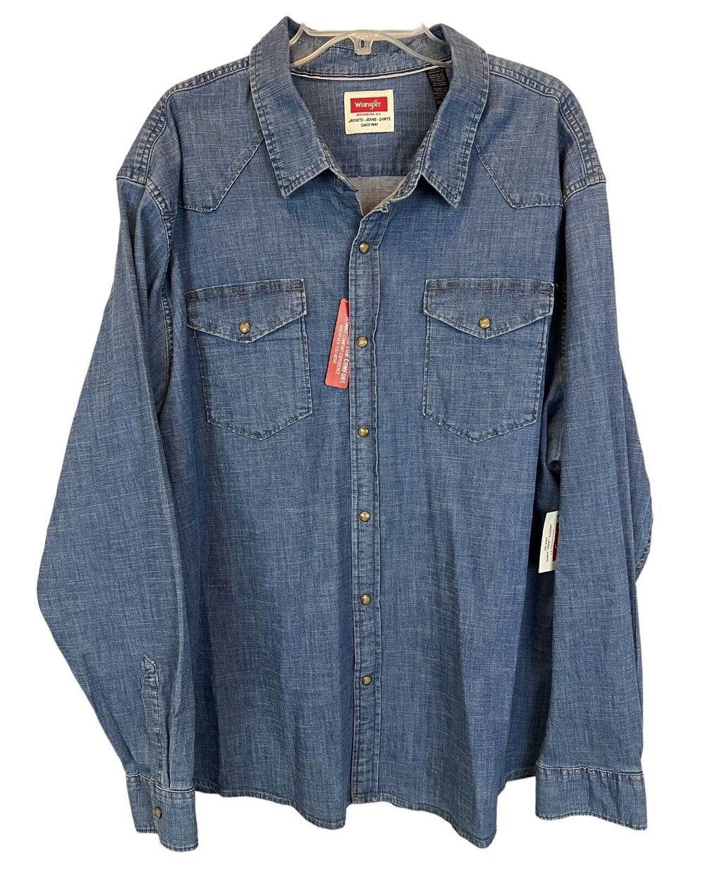 Wrangler Men's Slim Untuck Fit Long Sleeve Flex Denim Shirt Size 3XL NWT